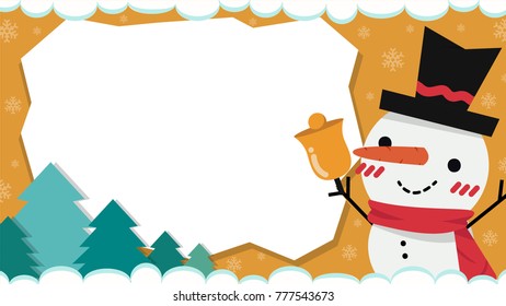 Christmas label vector. Snowman cartoon vector. free space for text. price tag.