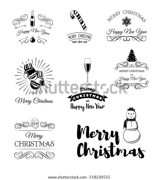 Christmas Labels Badges Vector Design Mittens Stock Vector Royalty Free 518230555