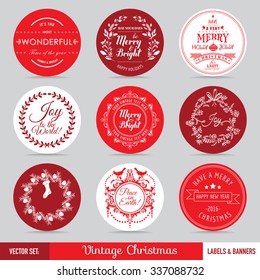 Christmas Labels, Banners and Tags Set - in vector