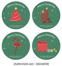 Christmas labels circle green
