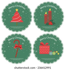 Christmas labels circle green