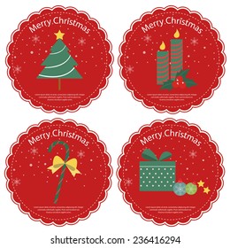 Christmas labels circle green