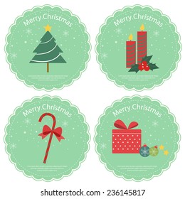 Christmas labels circle mint