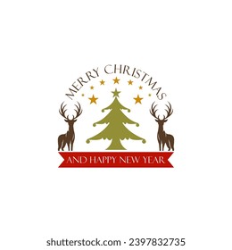 Colección de etiquetas navideñas en diseño plano