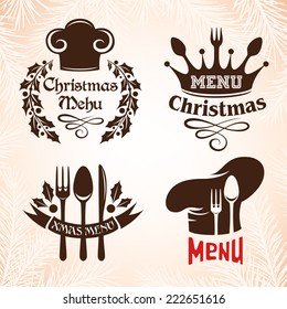 Christmas labels collection for restaurant menu design.