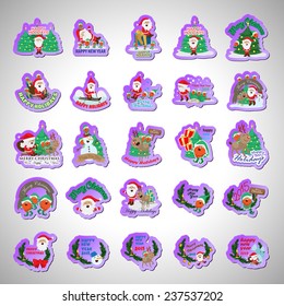 Christmas Labels And Elements Set - Isolated On Gray Background - Vector Illustration, Graphic Design Editable For Your Design, Collection Of Christmas Icons