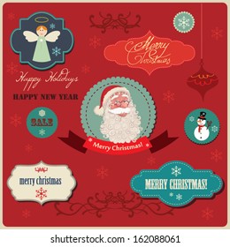 Christmas labels elements A Christmas vector set that is meant to be used in different ornamental layout tasks. All editable