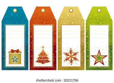 christmas  labels with holiday decoration, vector illustration