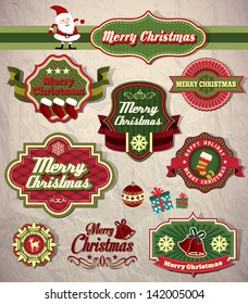 Christmas labels, icons elements collection