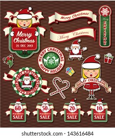 Christmas labels, icons elements collection