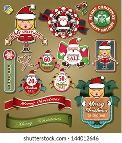 Christmas labels, icons elements collection