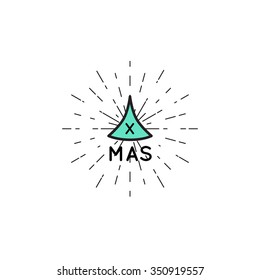 Christmas Labels and logo Vector Retro Design, Typographic Merry Christmas 