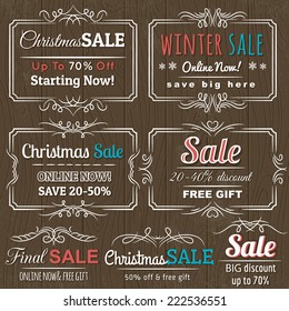 christmas  labels with sale offer, vector
