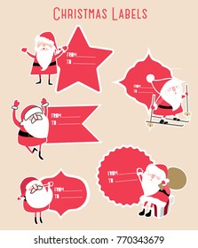 Christmas labels and santa vectors