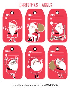 Christmas labels and santa vectors