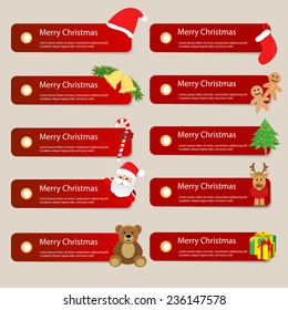 Christmas Labels set red color