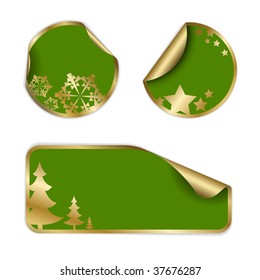 Christmas labels and stickers (golden and red)