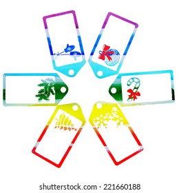 Christmas labels vector watercolor
