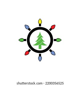 lámpara de navidad lámpara bombilla con diseño de logotipo de pino