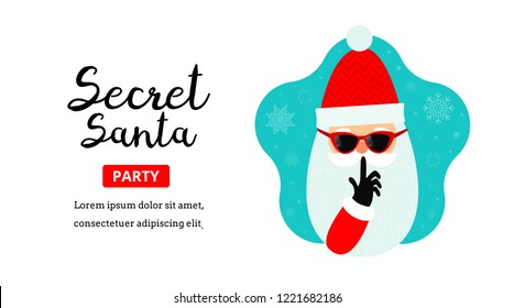 Christmas. Landing Page Template. Modern Flat  Concept With Secret Santa. 