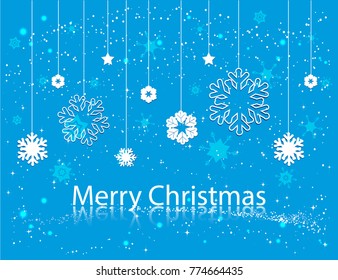 Christmas landscape background, snow and elegant banners for winter and new year holidays. Snowflakes in close-up. Vector.