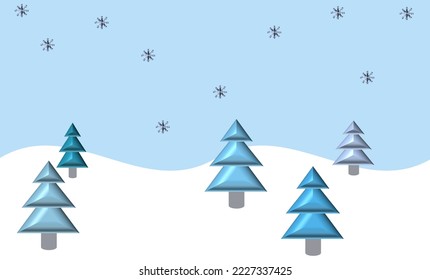 Antecedentes del paisaje navideño. Árboles de Navidad en terreno de nieve y cielo azul