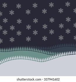 Christmas Landscape background. Vector illustration for christmas card.
