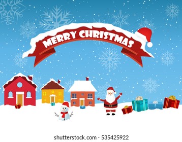 Christmas landscape background.Vector illustration