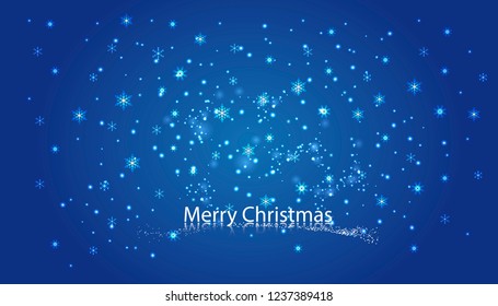 Christmas landscape with Falling snow, snowflake. Holiday winter landscape background for Merry Christmas. Merry Christmas card. Vector Illustration
