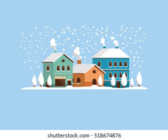 Christmas landscape flat vector illustration