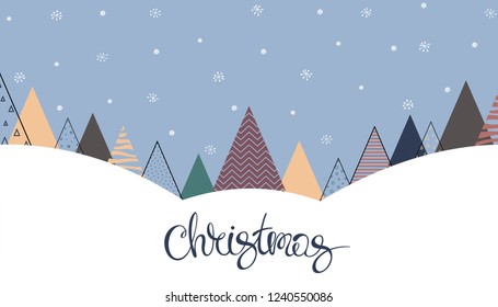 christmas landscape with greeting lettering