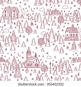 Christmas Landscape Seamless Background
