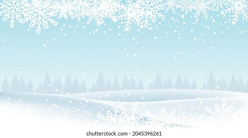 Christmas landscape with snow and trees.