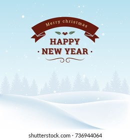 Christmas landscape with snow and trees. Vector illustration