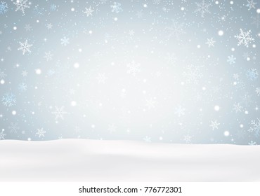 Christmas landscape with snowflakes