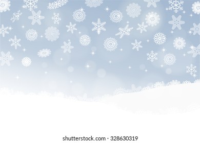 Christmas landscape. Snowflakes background. Vector illustration.