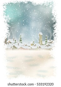 Christmas landscape with christmas tree. background with moon. Concept for greeting or postal card. EPS 10 vector file included