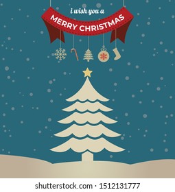 Christmas landscape Christmas tree vector background