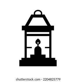 Icono de la lámpara de fuego de la lancha de Navidad | Ilustración del vector negro |
