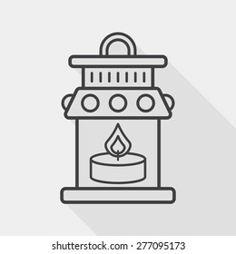 Christmas lantern flat icon with long shadow, line icon