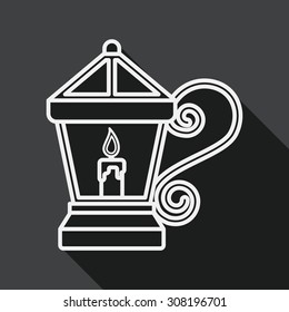 Christmas lantern flat icon with long shadow, line icon