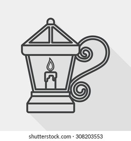 Christmas lantern flat icon with long shadow, line icon