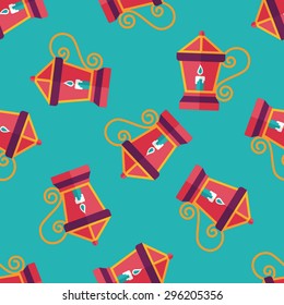 Christmas lantern flat icon,eps10 seamless pattern background