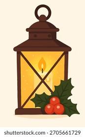 Ilustração plana do vetor da lanterna de Natal
