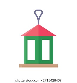 Christmas Lantern House Vector Illustration, Flat Style Icon.