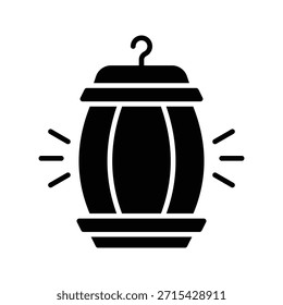 Christmas Lantern Light Vector Illustration, Solid Style Icon.