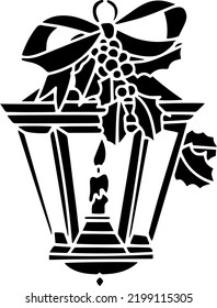 Esténcil vector de linterna de Navidad, negro y blanco