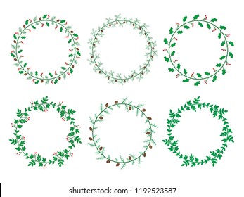 Christmas Laurel Wreaths Vector Collection