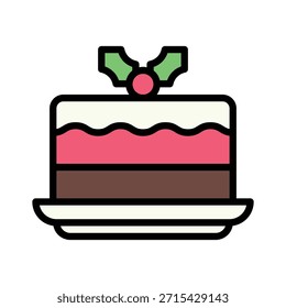 Weihnachtsschicht Kuchen Dessert Vektorgrafik, Gefüllter Stil Symbol
