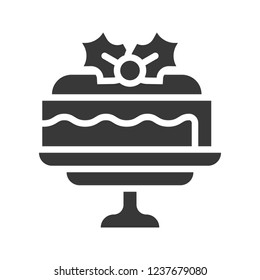 christmas layered cake icon decoration with mistletoe